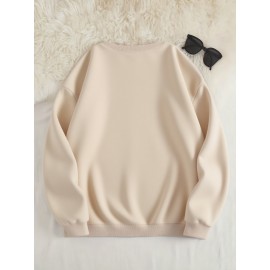 Women's Floral Print Crew Neck Sweatshirt - Pink with Multicolor Flower Design, All-Season Casual Pullover, Soft Machine-Washable Fabric, Cozy Everyday Sweater for Women (No Dry Clean)