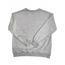 [Cozy Plus Size Sweatshirt] Polyester Plus Size Women's White Bow Print Sweatshirt - Cozy, Comfortable, Machine Washable Fall & Winter Pullover with Digital Butterfly Design