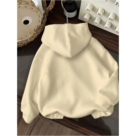 Women's CALVIN Letter Print Hooded Sweatshirt - Oversized Kangaroo Pocket & Drawstring Hood, Cozy Fall Winter Sweater with White CALVIN Logo, Casual Pullover (Machine Washable) for Casual Attire