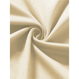 Women'S Sparkly Sequin Short Sleeve T-Shirt - Round Neck, Beige Casual Top for Spring/Summer, Glittery and Stylish, Perfect for Casual Attire