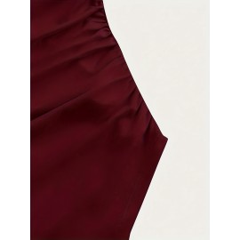 [3pcs Ruffle Blouses] 3pcs Women's Long Sleeve Ruffle Detail Blouses - Crew Neck Button-Up T-Shirts in Black, Burgundy & White | Fall/Winter Casual Wear | Glossy Texture