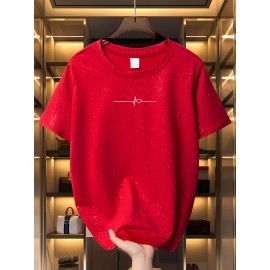 Women'S Sparkly Sequin Short Sleeve T-Shirt - Round Neck, Beige Casual Top for Spring/Summer, Glittery and Stylish, Perfect for Casual Attire